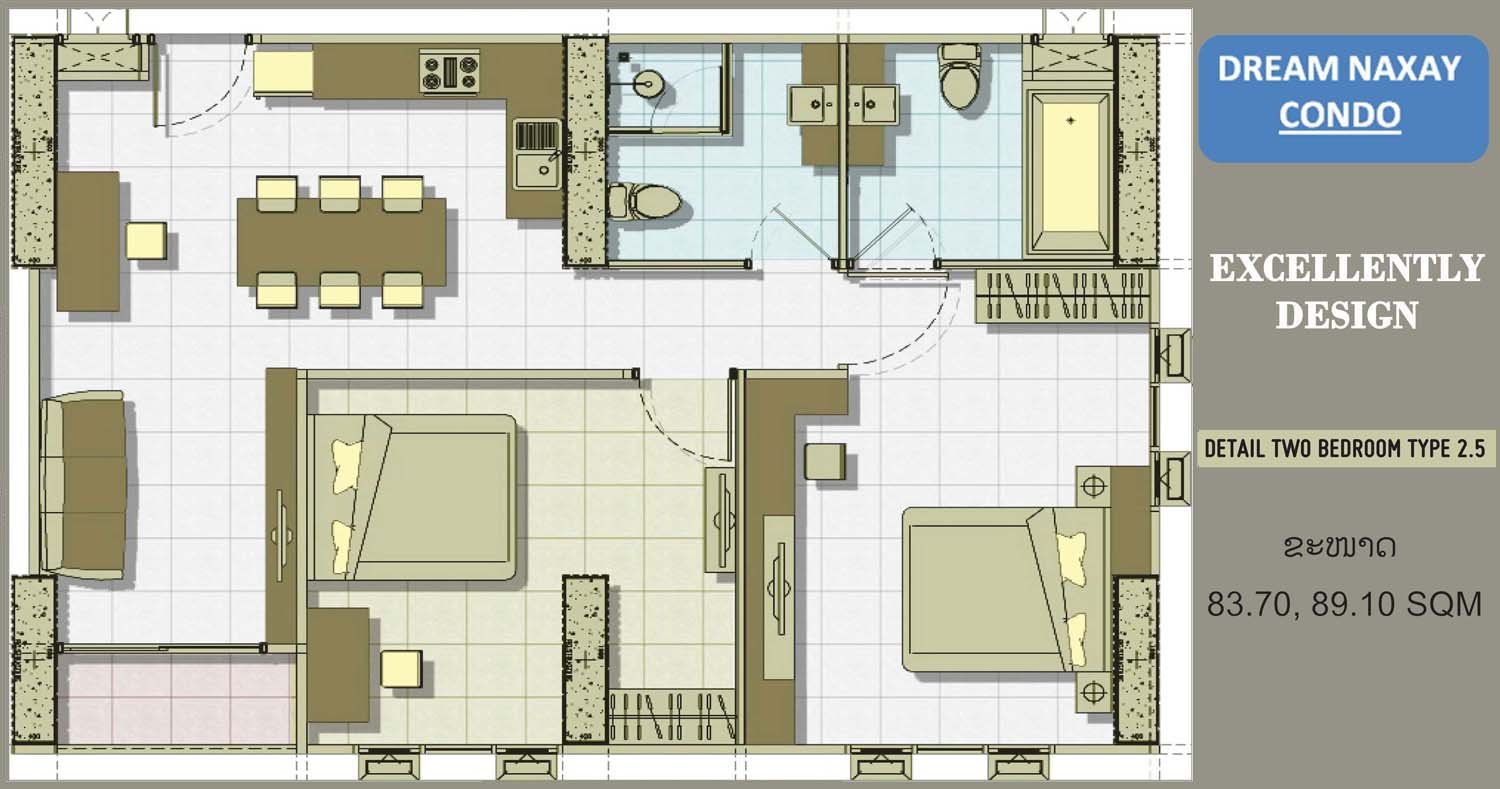 two bed room bed room plan