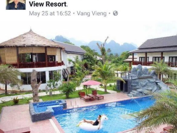 5133 – Resort with mountain view in golden triangle junction road to Vangvieng Express for rent and sale.