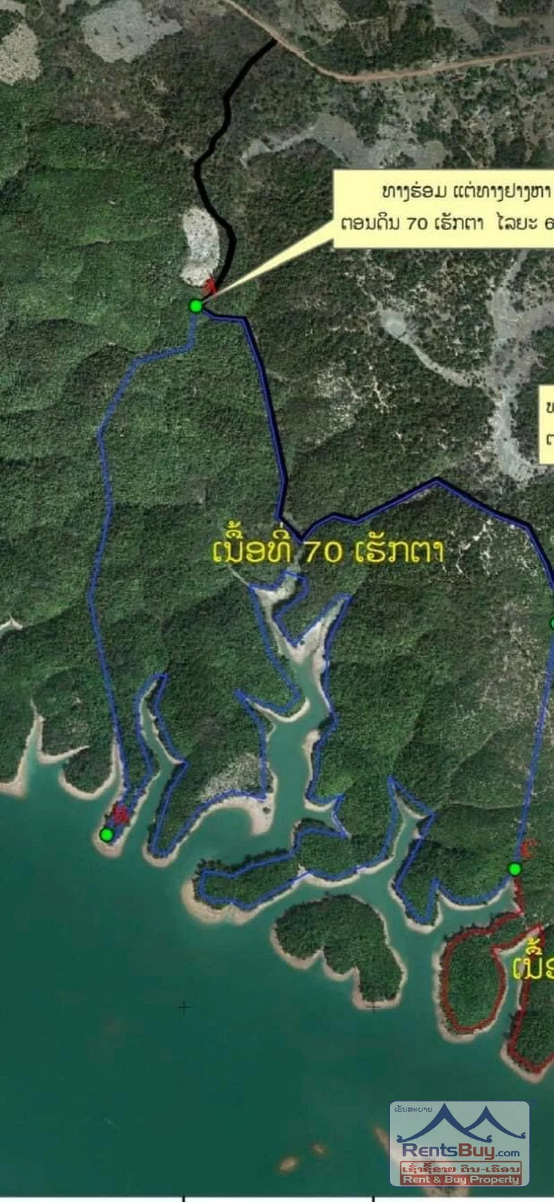 5472-70 hectares agricultural land for sale by Nam Ngum Rivervoir in Longxan District, Xaisomboun Province.