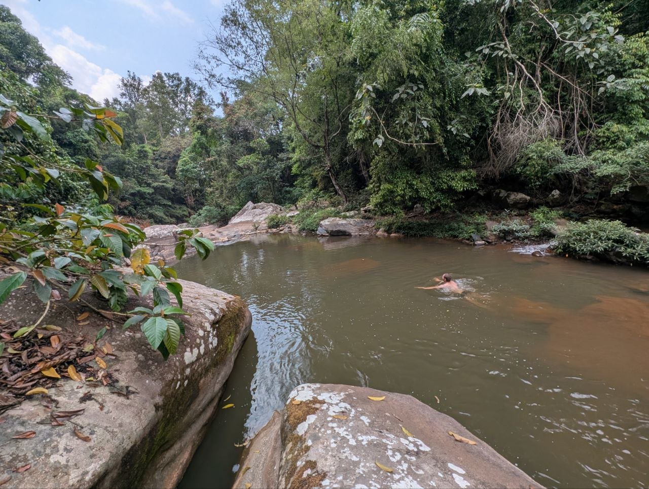 Paksong km42, riverside land with coffee trees and waterfall