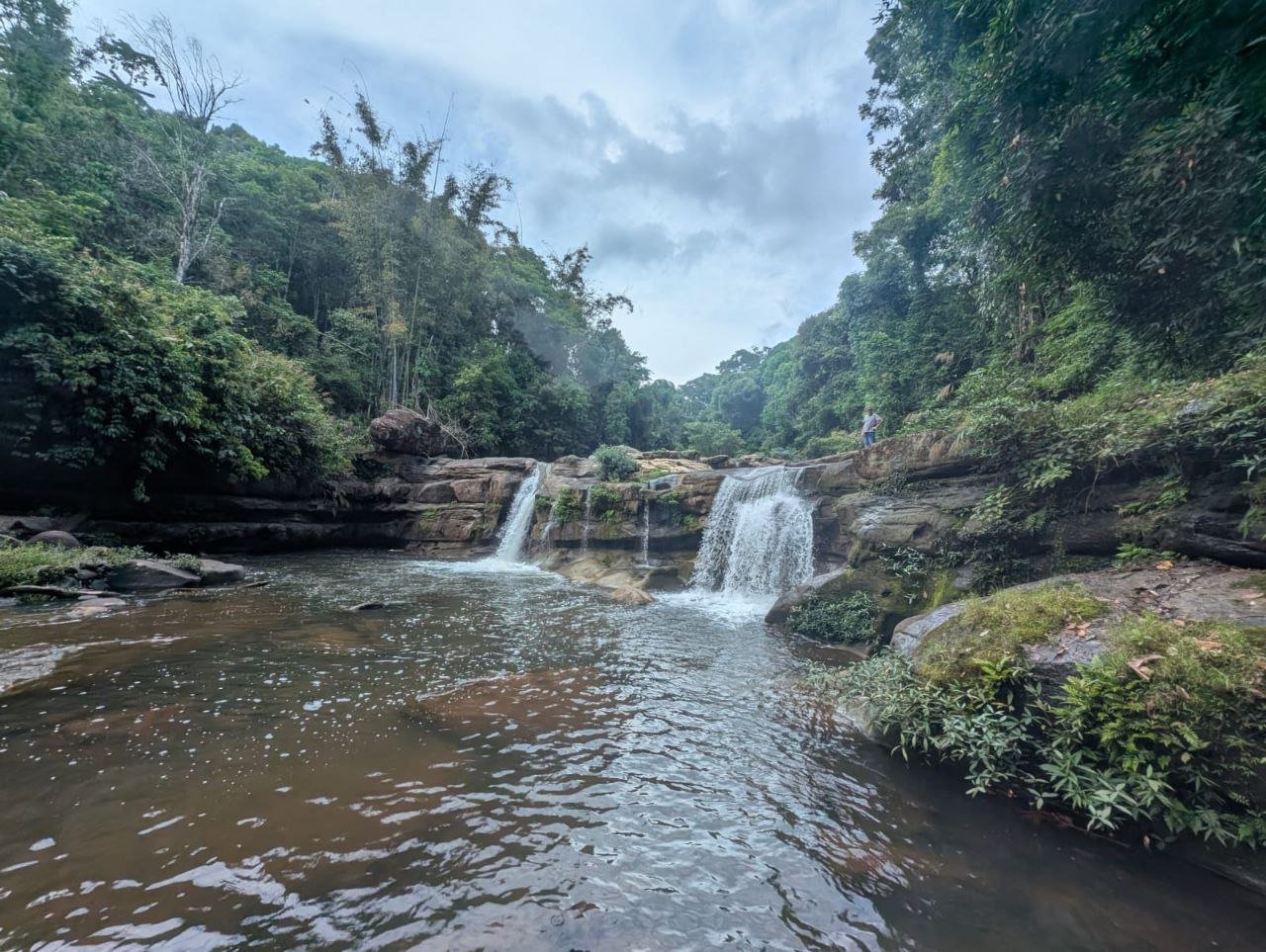 Paksong km42, riverside land with coffee trees and waterfall