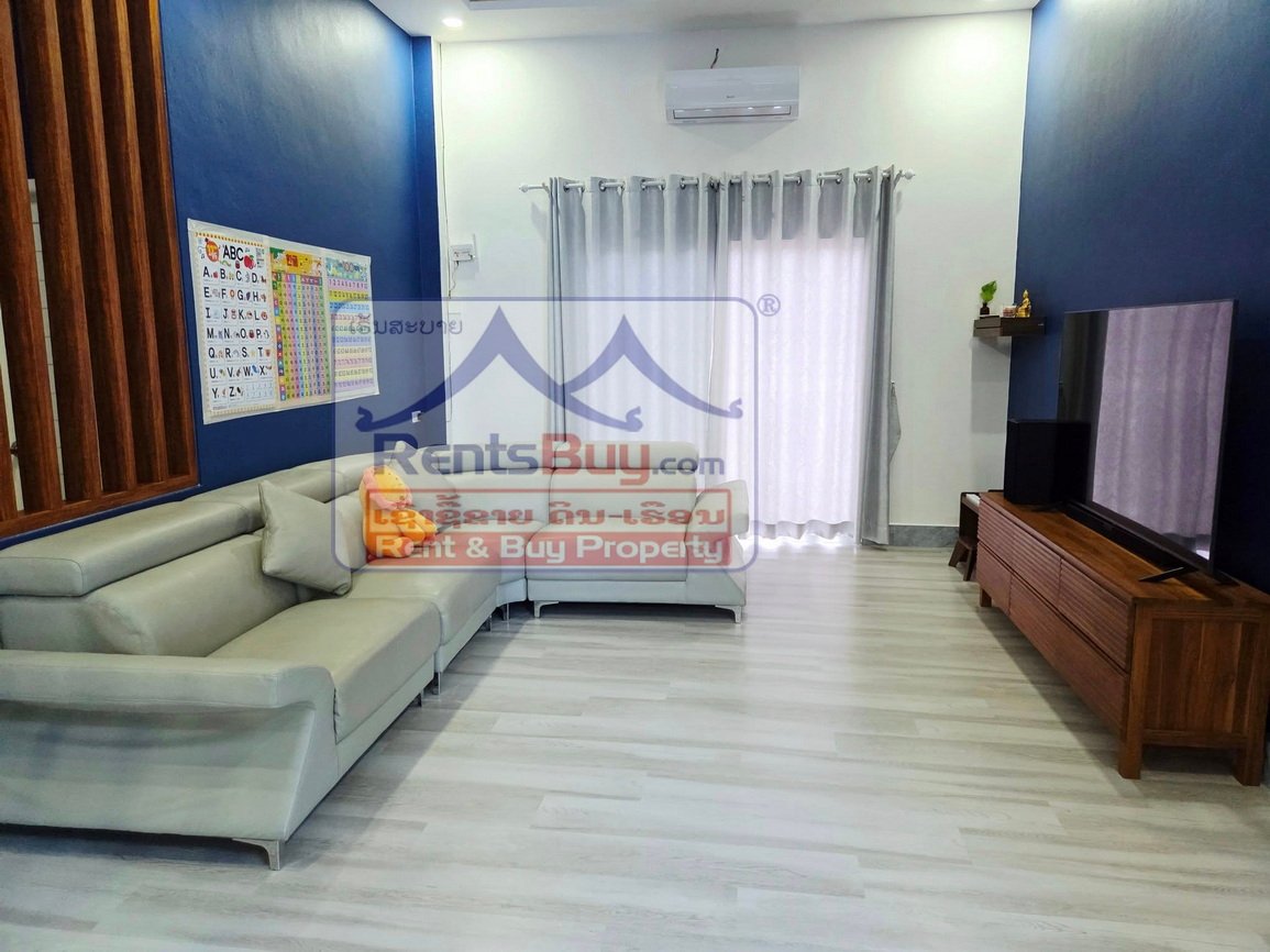 6629-Elegant 4-Bedroom Home Near That Luang Market – Spacious, Secure & Fully Furnished
