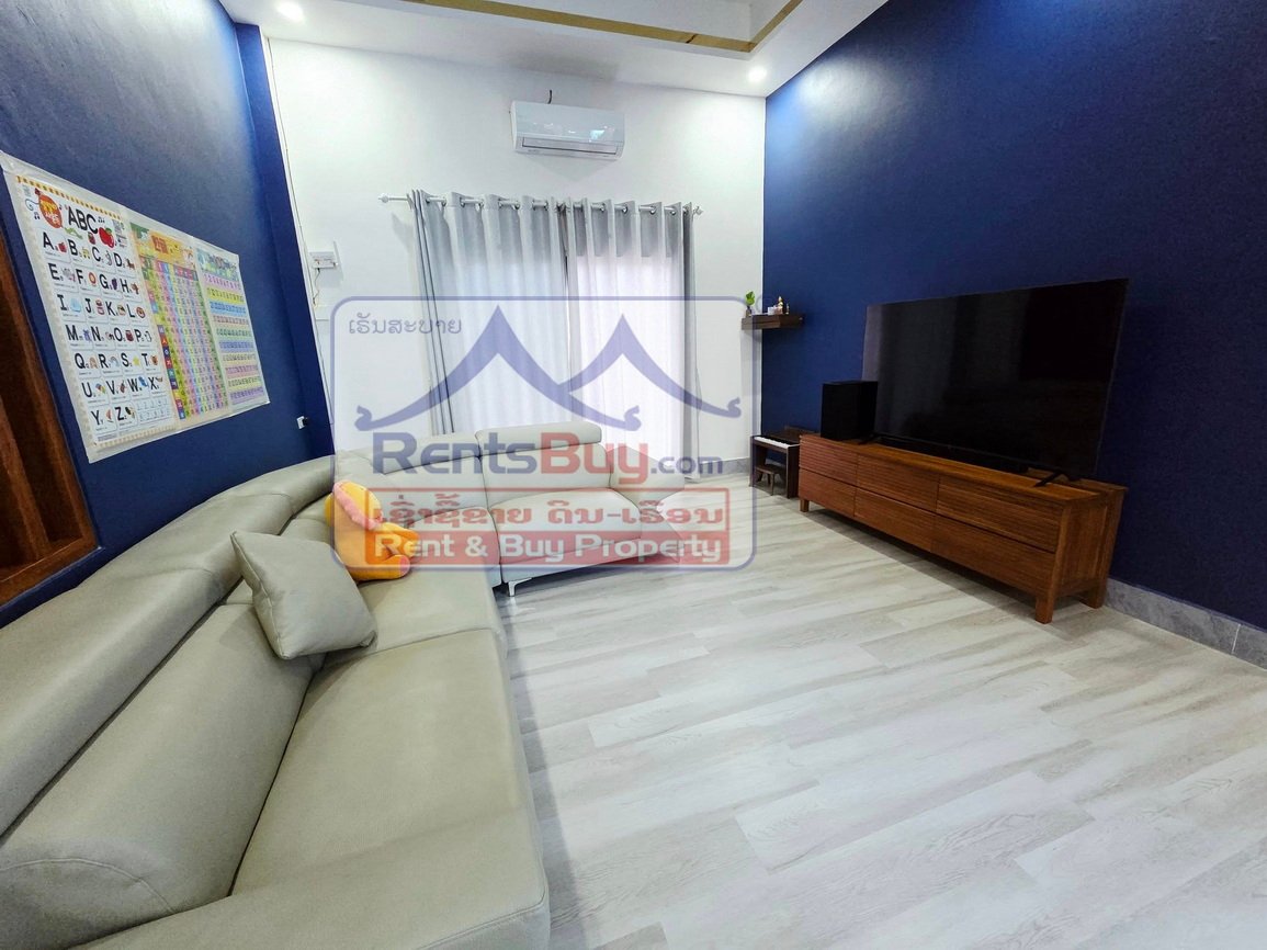 6629-Elegant 4-Bedroom Home Near That Luang Market – Spacious, Secure & Fully Furnished