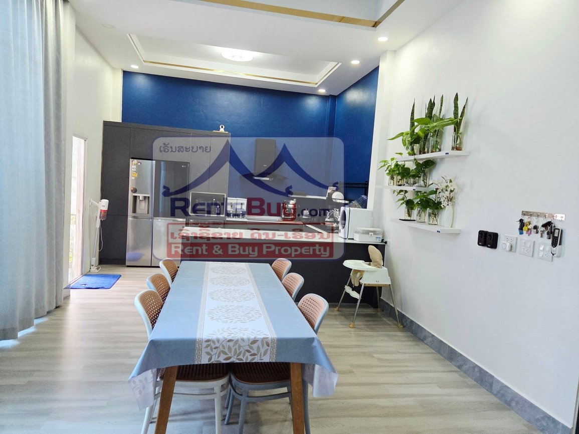 6629-Elegant 4-Bedroom Home Near That Luang Market – Spacious, Secure & Fully Furnished
