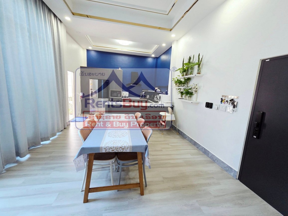 6629-Elegant 4-Bedroom Home Near That Luang Market – Spacious, Secure & Fully Furnished