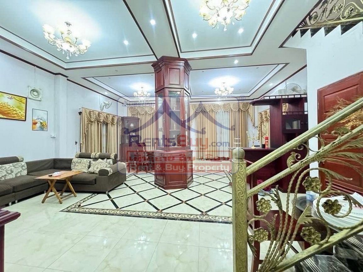 houseforrent02 6714-Fully Furnished 3-Bedroom House for Rent Near Latthasavong Hotel and View Mall, Vientiane
