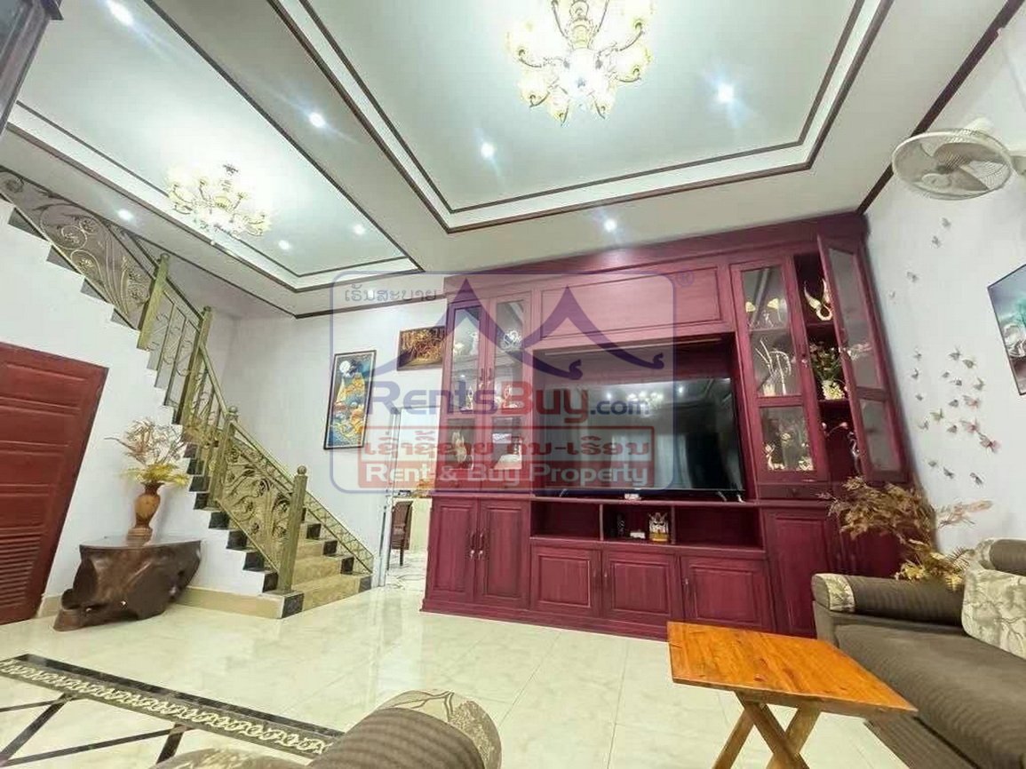houseforrent03 6714-Fully Furnished 3-Bedroom House for Rent Near Latthasavong Hotel and View Mall, Vientiane