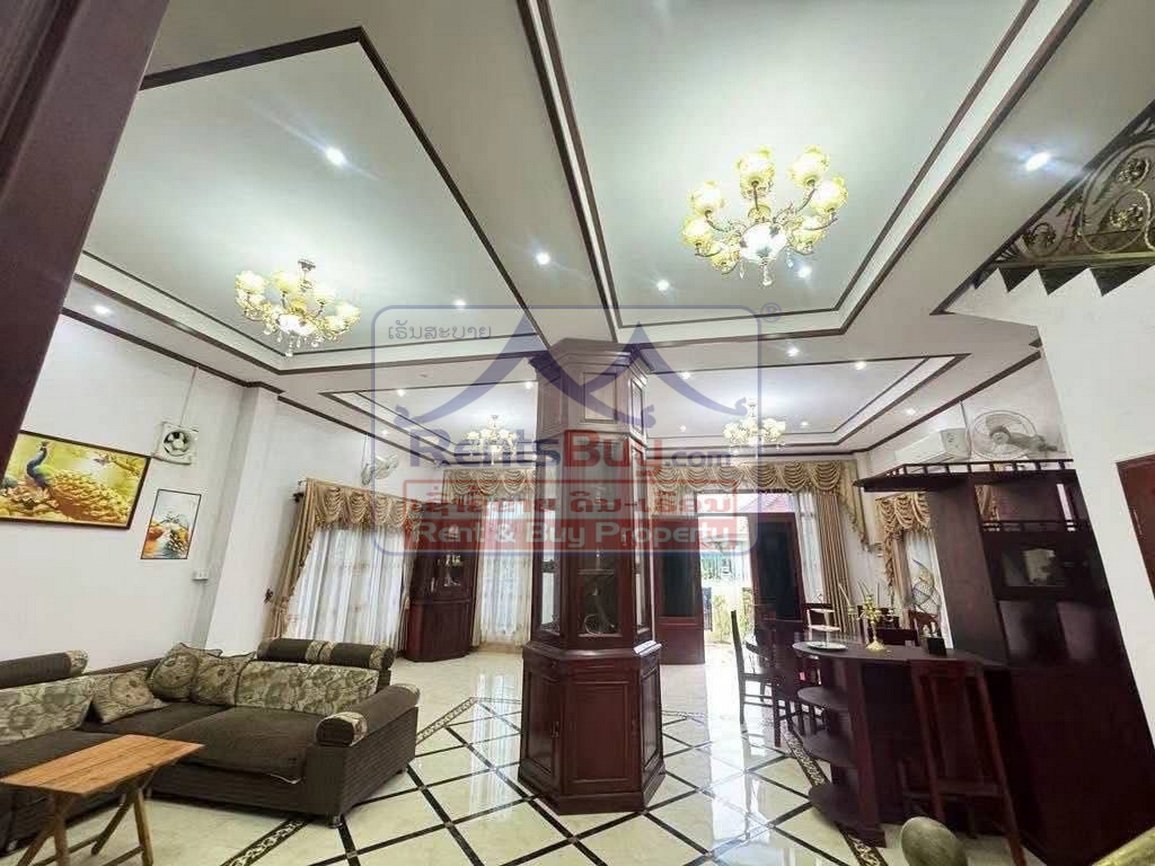 houseforrent12 6714-Fully Furnished 3-Bedroom House for Rent Near Latthasavong Hotel and View Mall, Vientiane