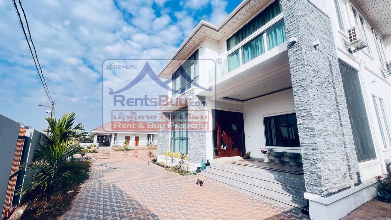 houseforrent13 6653-Modern 2-Story Villa with Guesthouse & Gym – Prime Vientiane Location