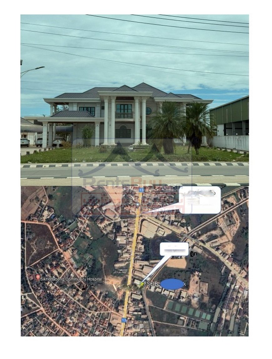 6790-Prime Land for Sale with Existing Villa Along Main Road in 13 North, Vientiane Capital