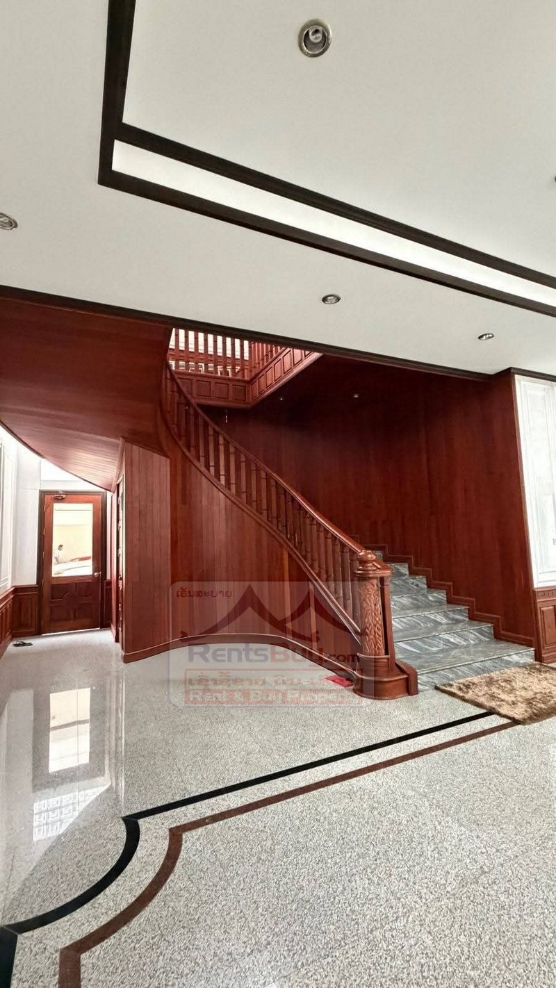 houseforrent09 6988-Elegant 5-Bedroom Roman-Style House with Private Yard – Near Thai Embassy, Vientiane
