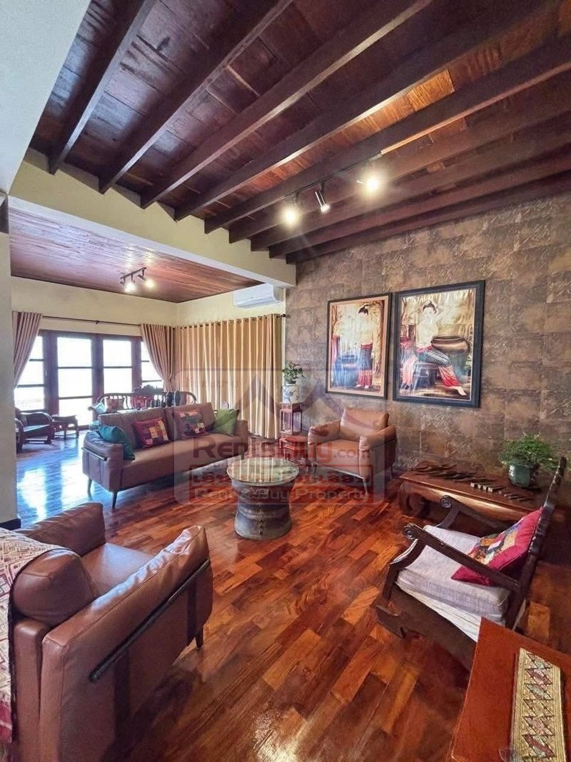 7060-Elegant Fully Furnished 4-Bedroom Lao-Style Villa for Rent Near Australian Embassy & International Schools, Vientiane Capital