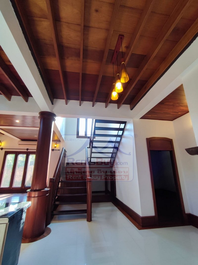 7063-Luxury Fully Furnished 4-Bedroom Lao-Style Villa for Rent Near Chinese Embassy and International Schools, Vientiane Capital
