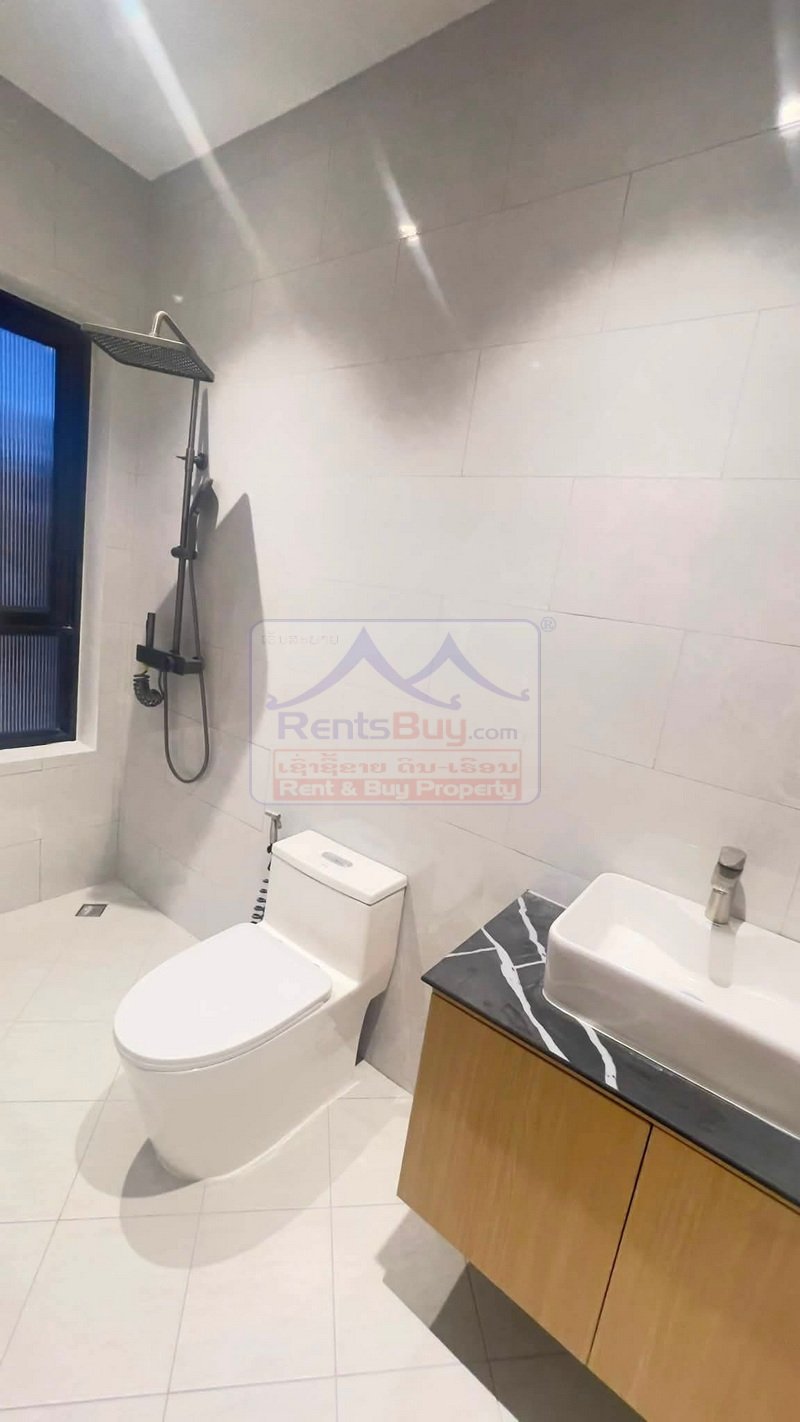 houseforrent01 7101-Brand-New Minimal Villa for Rent in Hatxayfong District, Vientiane Capital – 3 Bedrooms, 4 Bathrooms, Fully Furnished House with Multi-Purpose Room