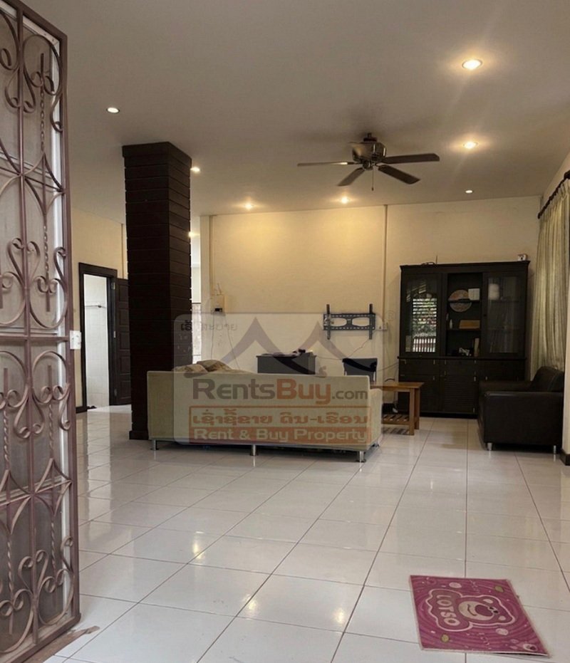 houseforrent06 7113-Traditional Lao-Style Family House for Rent Near 150-Bed Hospital & Local Market, Vientiane Capital | 4 Bedrooms, Home Office, Garden Feel & Secure Parking