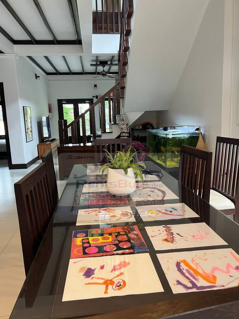 7153-Modern Lao-Style 3-Bedroom House with Private Yard for Rent Near Russian Embassy & International Schools in Vientiane