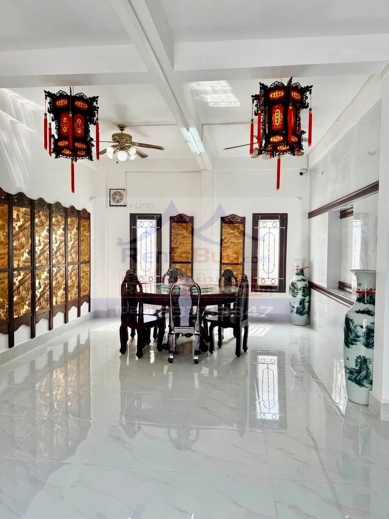 7191-Spacious 2-Bedroom Two-Story Villa for Rent Near That Luang Lake, Vientiane