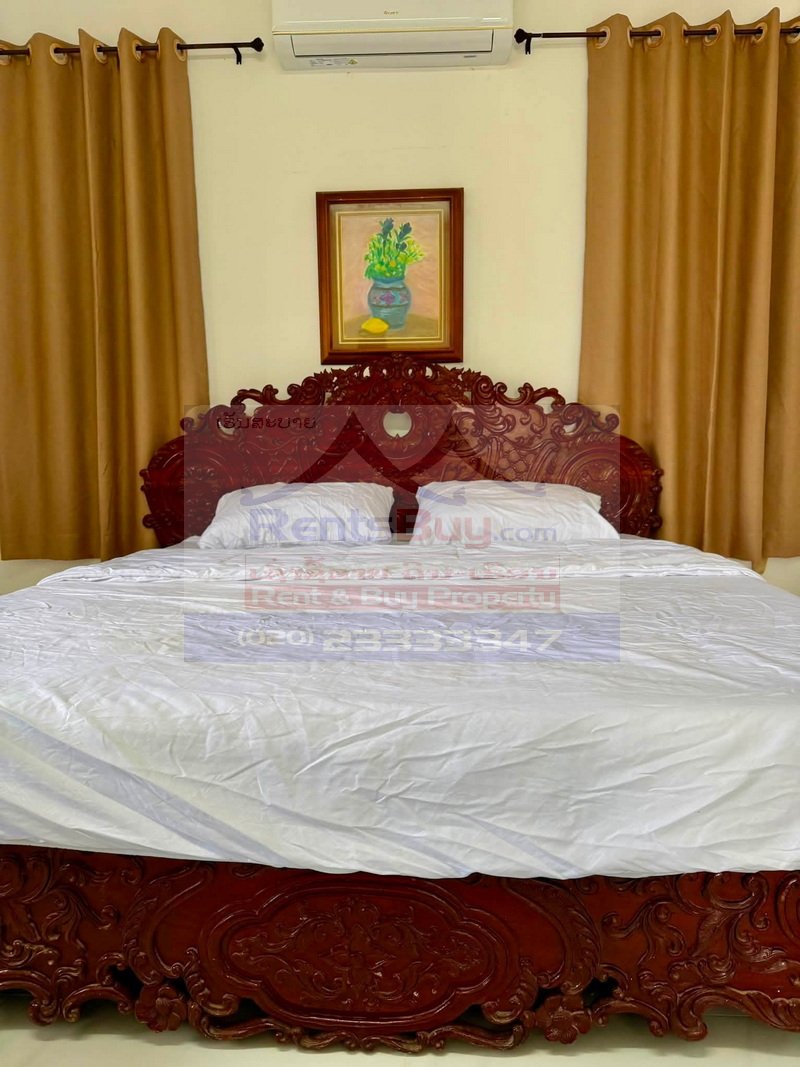 7191-Spacious 2-Bedroom Two-Story Villa for Rent Near That Luang Lake, Vientiane