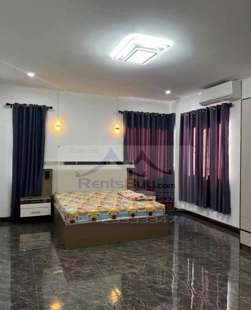7283-Newly Built Modern 2-Bedroom House for Rent Near Don Daeng Golf Driving Range and Souksavath College, Vientiane